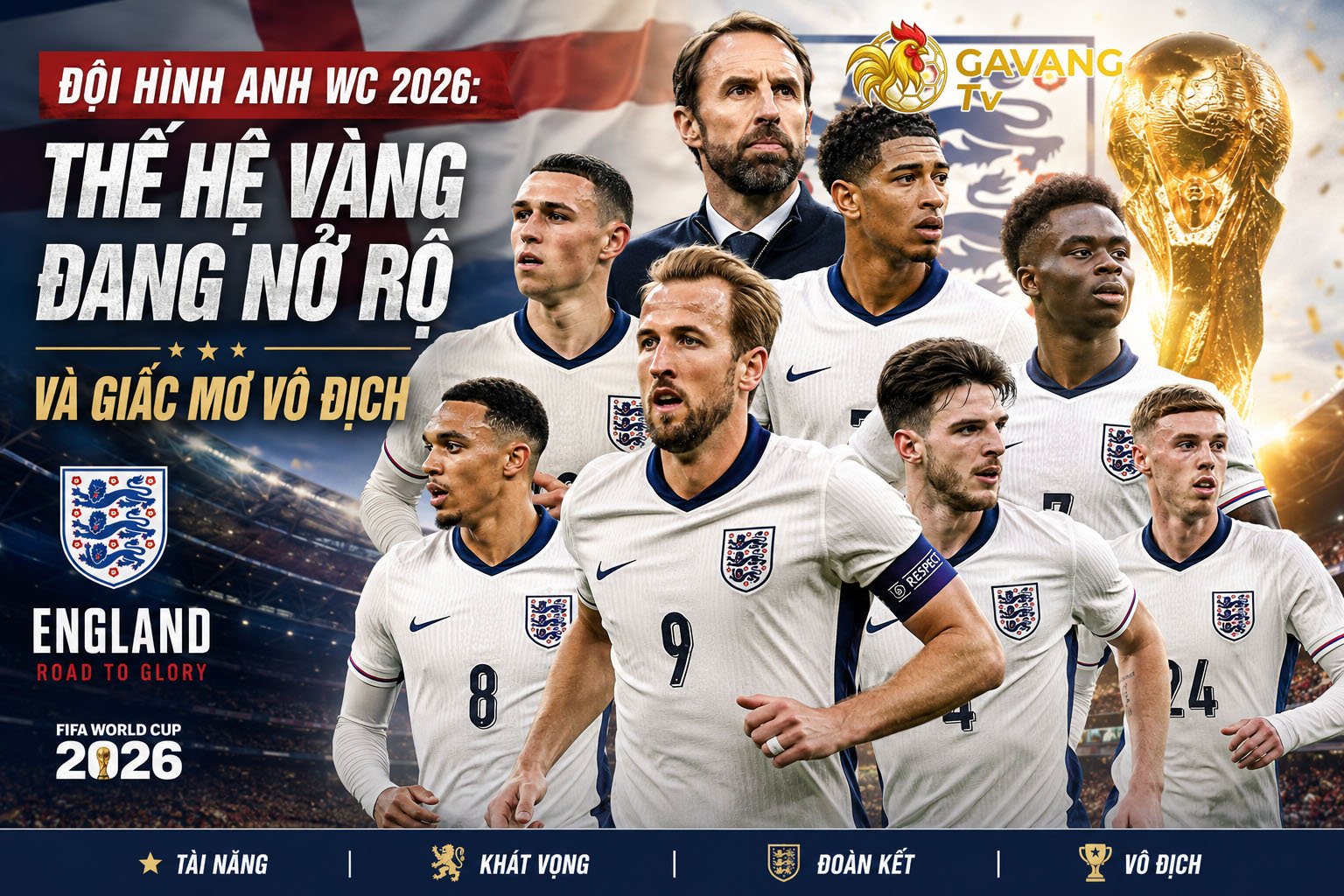 Đội hình Anh WC 2026 lúc này đang mang dáng dấp của một “thế hệ vàng” thực sự