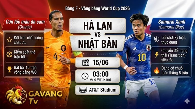 Nhận định tỷ số và chiến thuật trận Hà Lan vs Nhật Bản bảng F World Cup 2026 cùng Gavang TV.