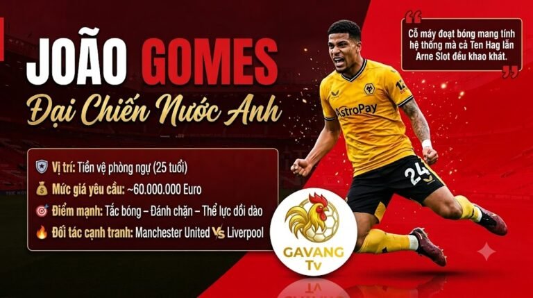 Hình ảnh tiền vệ João Gomes trong cuộc đại chiến chuyển nhượng giữa Manchester United và Liverpool. Điểm tin chuyển nhượng bóng đá mới nhất cập nhật tại Gavang TV.