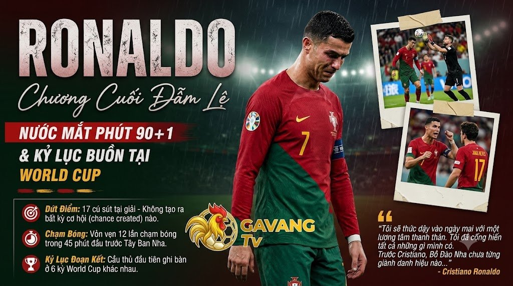 Cristiano Ronaldo bật khóc chia tay World Cup 2026 sau thất bại của Bồ Đào Nha trước Tây Ban Nha cùng những kỷ lục buồn.