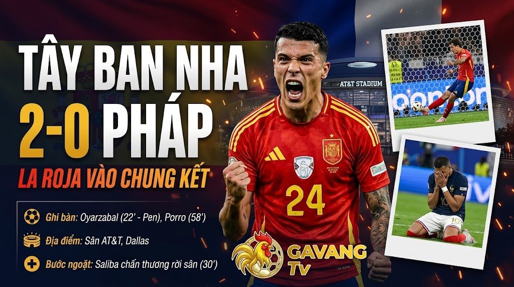 Tình huống Lamine Yamal (Tây Ban Nha) bị Lucas Digne (Pháp) phạm lỗi trong vòng cấm ở phút 22, dẫn đến quả phạt đền mở tỷ số do Mikel Oyarzabal thực hiện tại sân Dallas.
