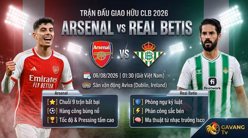 Nhận định Arsenal vs Real Betis 01h30 ngày 6/8 – Phân tích chiến thuật