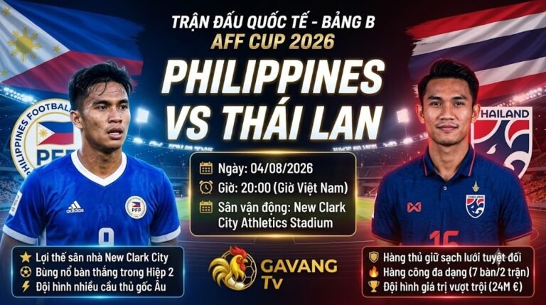 Nhận định trận đấu Philippines vs Thái Lan bảng B AFF Cup 2026 cập nhật mới nhất trên Gavang TV